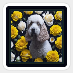 Standard poodle yellow roses 2 Sticker